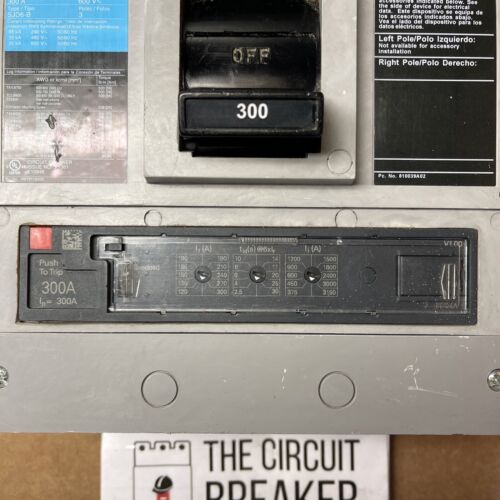 Siemens sjd6b300Li type SJD, 3P, 3PH, 300A,w/300 Amp Sensitrip IV Trip Functions