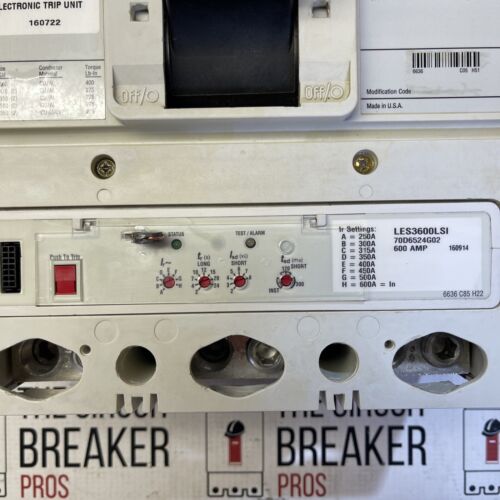 Eaton CHLD3600F 65K 100% Rated  600A 600V 3 Pole Breaker W/les3600lsi Trip Recon