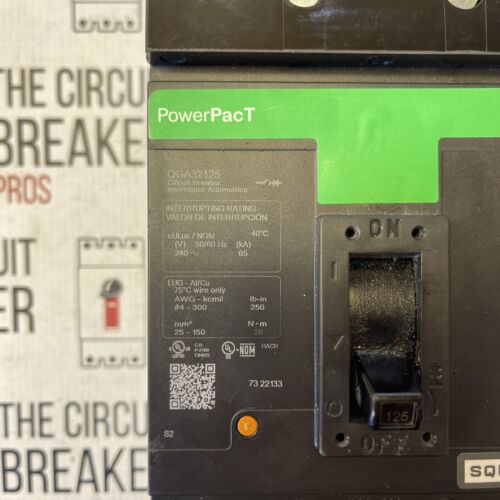 Square D QGA32125 3 Pole 125 Amp I Line 65k@240v Circuit Breaker New Surplus