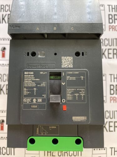 New Surplus Square D Powerpact BDA36100 3 Pole 100a  I Line Circuit Breaker