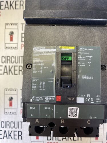 New Surplus Square D Schneider Electric HLA36060 3P 600v 60a PowerPact Breaker