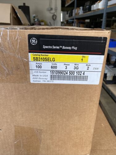 GE SB310SELG 3P 3W 600V 100 AMP BUS PLUG SELA36AT0100 w/ 100A RATING PLUG NEW
