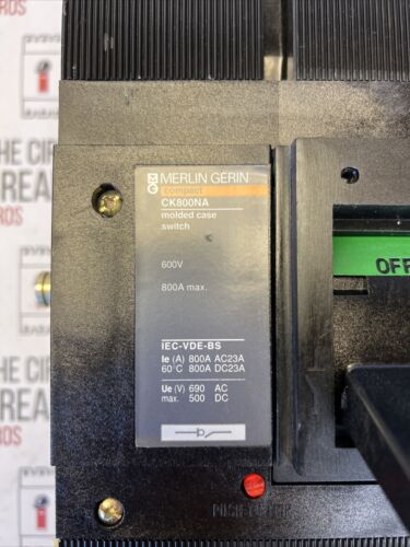 CK800NA MERLIN GERIN 3POLE 800AMP 600V CIRCUIT BREAKER "2 YEAR WARRANTY"