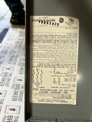 SQUARE D QMJ363H QMJ FUSIBLE PANELBOARD SWITCH 100 AMP 3 POLE 100A 600V  Recon