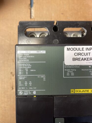LCL36350 Square D 600V 350A LCL Series Circuit Breaker 3P 3PH Feed Thru LI