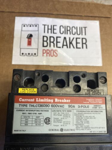 GE THLC136090WL 90 A CIRCUIT BREAKER 3 POLE 600V Recondionted