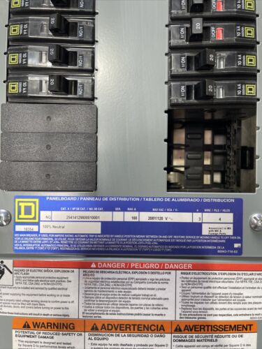 Square D NQ Interior Main Breaker Panel 100A 30spc 208Y/120 3ph 4wire Cu Bus New