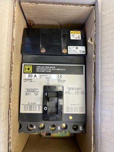 Square D FA32050 3 Pole 50 Amp 240 Vac Circuit Breaker NEW IN BOX