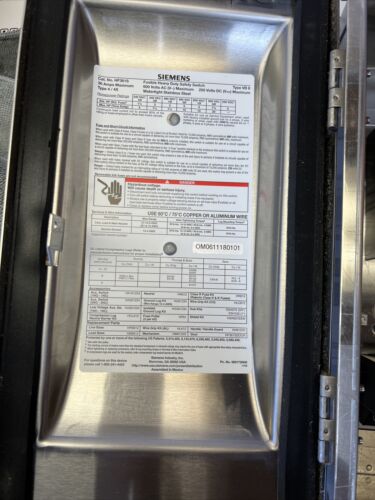 Siemens HF361S Heavy Duty Safety Switch 30 amp 600 VAC WRNTY New Surplus