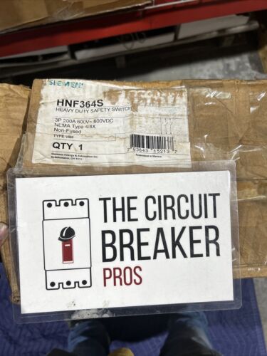 Siemens HNF364S Safety Disconnect Switch, Non-Fusible, 200 A, 3-Phase, 600V