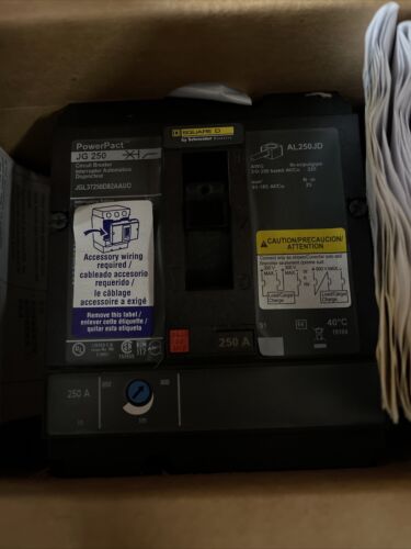 SQUARE D JGL37250 D82AAUO CIRCUIT BREAKER 3-Pole 250 A 500VDC - NEW IN BOX