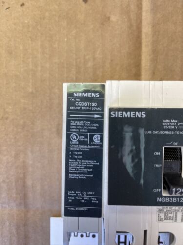 NGB3B125 Siemens 125 amp 480V Bolt on Breaker W CQDST120 Trip NEW TAKEOUT