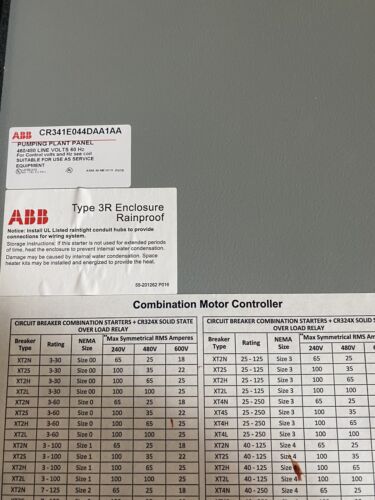 GE CR341E044DAA1AA  Size 3 PUMPING PLANT PANEL 460/480 LINE VOLT Non-Fusible