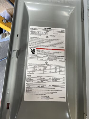 Siemens Hf323n Fusible Single Throw Safety Switch, Heavy Duty, 240V Ac, 3Pst,