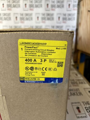 New SQUARE D LJA36400CU43X 400 amp 600v PowerPact LSI Mircologic I line Breaker