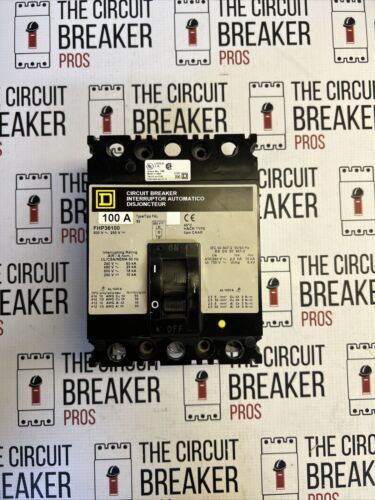 SQUARE D CIRCUIT BREAKER 3 POLE 100AMP 600V FHP36100 WRNTY
