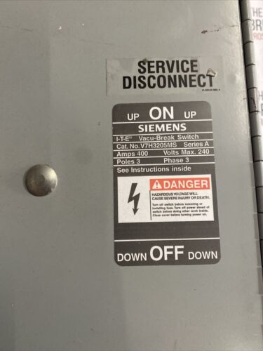 V7H3205MS Siemens Vacu-Break Clampmatic Fusible 400 amp VACU BREAK Switch