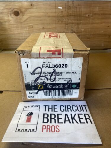 Square D FAL36020 Molded Case 3-Pole 20A Circuit Breaker 600VAC/250VDC Series 2