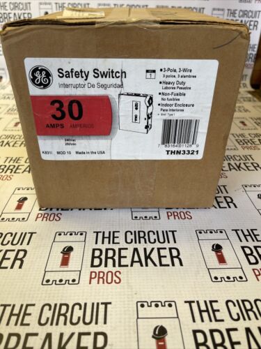 GE. Disconnect. THN3321. Nema-1 Fused 240Volts. 30 Amps. New In Box. 3 Pole