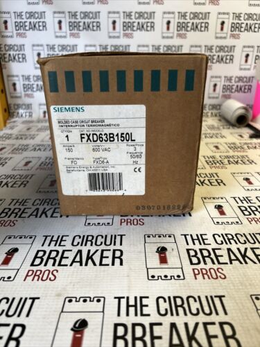 FXD63B150L Siemens 3 Pole 150A 600VAC 35KA Sentron Series Circuit Breaker NEW