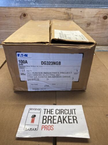 NEW EATON 100 AMP FUSIBLE SAFETY SWITCH 240 VAC NEMA 1 INDOOR 4 WIRE DG323NGB