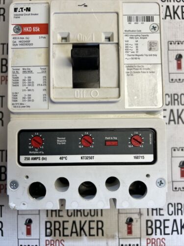 Eaton HKD3400F, 250Amp TRIP, 600 Volt, 3 Pole, Circuit Breaker -WARRANTY Recon