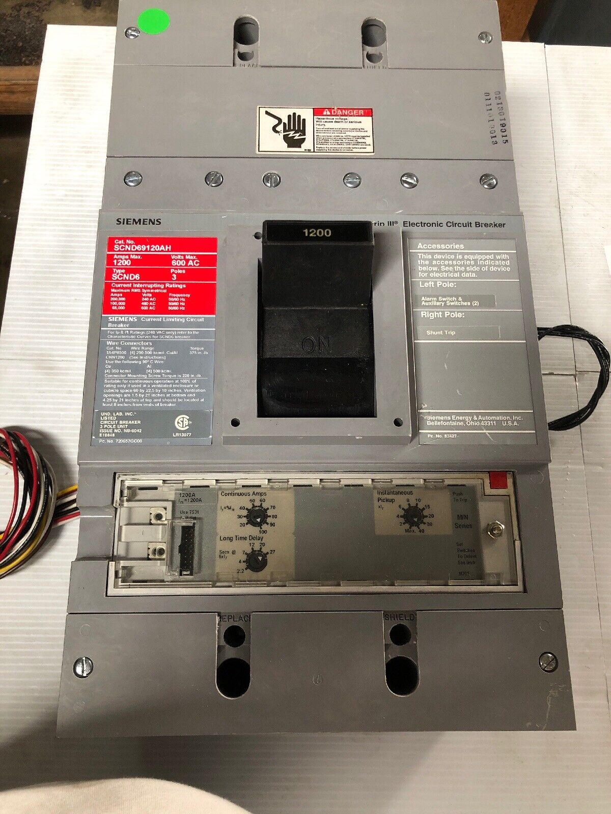 Siemens | SCND69120AH | 1200 Amp | 600 Volt | 3 Pole | Circuit Breaker