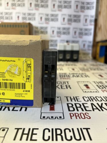 QOT2020 SQUARE D 1 Pole 2-20AMP 120/240V CIRCUIT BREAKER (with Hook) NEW WRNTY