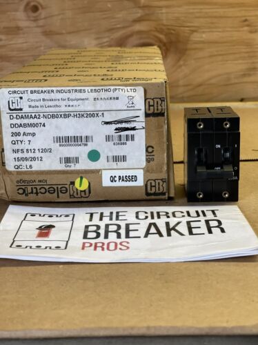 1 - DDABM0074 CBI 200A AMP 2P POLE 10kA@80V BOLT ON CIRCUIT BREAKER NIB 1YR WRNT