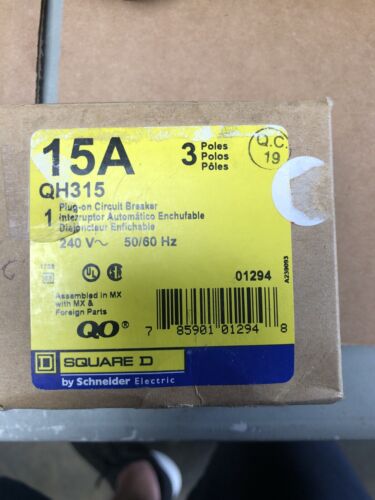 Square D QH315 circuit breaker Brand New In Box 3p 15a 65k