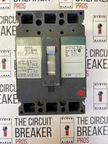 TED134080 GE 3 POLE 80A 480VAC MOLDED CASE CIRCUIT BREAKER