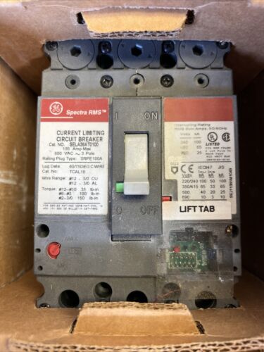GE  SELA36AT0100 3 Pole 100A CIRCUIT BREAKER - NEW Frame 100amp Plug Included