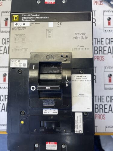 Square D LAP36400MB 400 Amp 600V  Circuit Breaker-Warranty￼ Shunt Trip LA11021