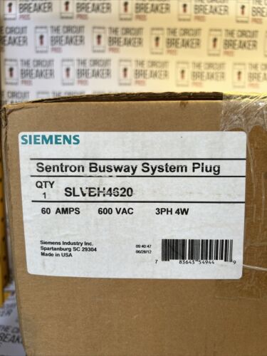 SIEMENS SLVBH4620 Sentron Fusible Bus Plug New In Box 1Yr WRNTY