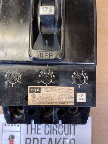 FPE NFJ631175STFJ-3, 175A 3P 600V BREAKER RECON 1yr Wrrnty