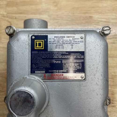 New Square D H-060-XFA 60A Enclosed Safety Switch + 1 Year Warranty