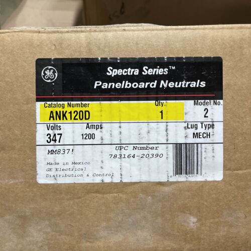 GE Spectra ANK120D Neutral Assembly 3 Pole 347 Volt AC 1200 Amp ANK