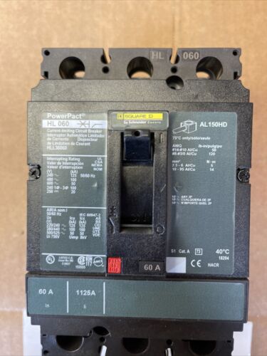 NEW No Box Square D HLL36060 PowerPact HL 060 Circuit Breaker 60 Amps 600VAC