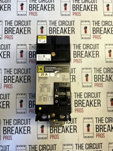 SQUARE D FA26020BC FA 2P 600V 20 AMP BC PHASING I LINE CIRCUIT BREAKER -