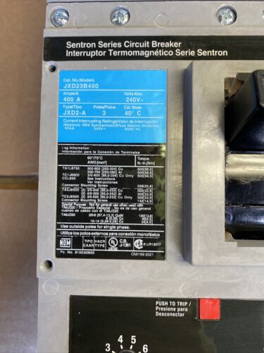 New No Box JXD23B400 Siemens Circuit Breaker 65kA@240V 1YR WRNTY