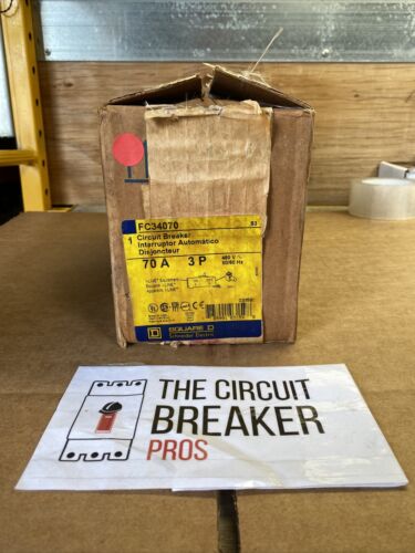 NEW SQUARE D 70 AMP 3 POLE 480 VAC CIRCUIT BREAKER FC34070