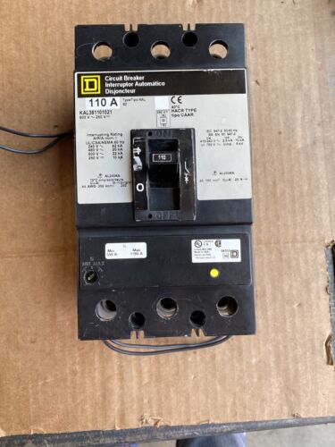 KAL361101021 Square D 600V 110A KAL Circuit Breaker 3P 3PH with 120V Shunt Trip