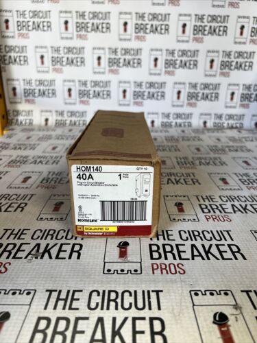 Box of 10 Square D HOM 40A Plug-On Circuit Breakers HOM140 1 Pole