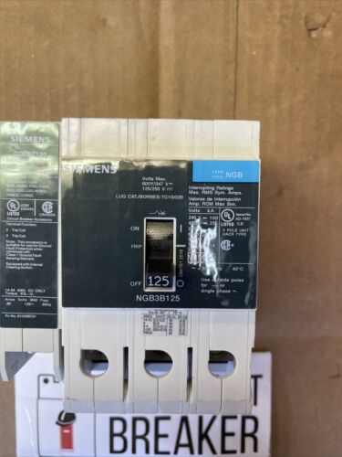 NGB3B125 Siemens  125 amp 480V Bolt on Breaker  W CQDST120 Trip NEW TAKEOUT