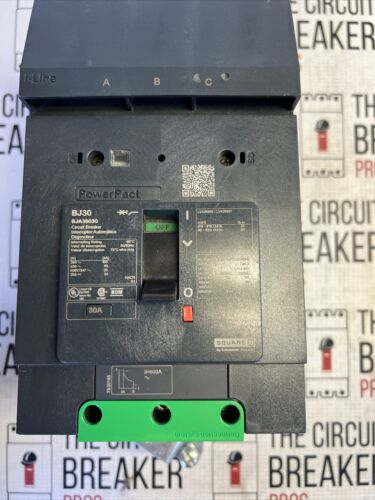 BJA36030 SQUARE D  3 POLE 30 AMP 600V 65KA POWERPACT CIRCUIT BREAKER NEW WRNTY