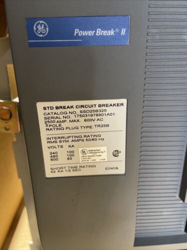 General Electric SSD25B325 Power Break II Circuit Breaker 2500A 600VAC 3 Pole