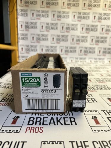 1 NEW Siemens Q1520 TWIN Circuit Breaker, 15/20 Amp , 120V Ac, 1 Pole, Plug In