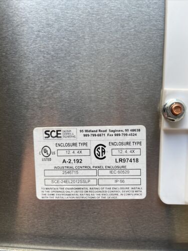 New SCE Enclosure sce-24el2012sslp Nema 4X Enviroline Series, 24" x 20"x 12"