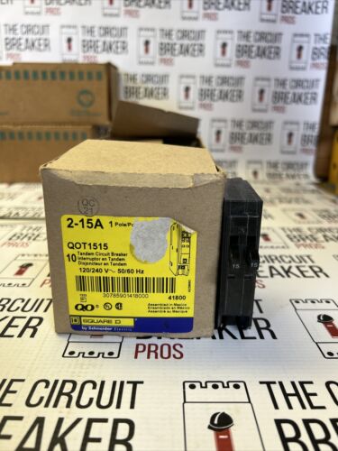 QOT1515 Square D Circuit Breaker 15/15 Amp 1 Pole 120/240V (with Hook) NEW
