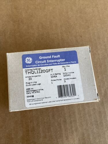 3-Circuit Breaker GE THQL1120GFT 20 Amp 1 Pole 120V Self Test New